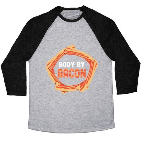 Virgin Teez  Baseball Tee Unisex Tri-Blend Baseball Tee / small / Athletic Gray / Black BODY BY BACON (TANK) UNISEX TRI-BLEND BASEBALL TEE