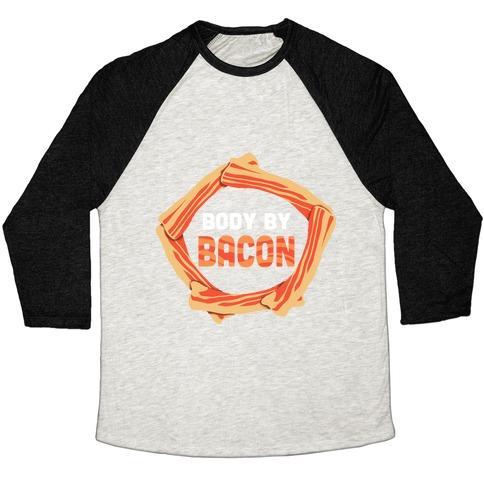 Virgin Teez  Baseball Tee Unisex Tri-Blend Baseball Tee / small / Oatmeal / Black BODY BY BACON (TANK) UNISEX TRI-BLEND BASEBALL TEE