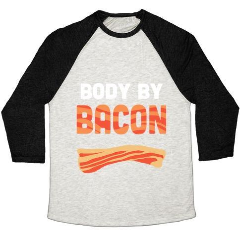 Virgin Teez  Baseball Tee Unisex Tri-Blend Baseball Tee / small / Oatmeal / Black BODY BY BACON UNISEX TRI-BLEND BASEBALL TEE