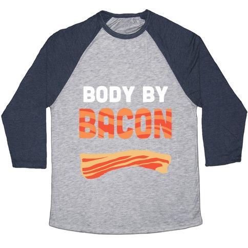 Virgin Teez  Baseball Tee Unisex Tri-Blend Baseball Tee / small / Athletic Gray / Navy BODY BY BACON UNISEX TRI-BLEND BASEBALL TEE