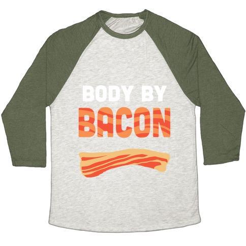 Virgin Teez  Baseball Tee Unisex Tri-Blend Baseball Tee / small / Oatmeal / Moss BODY BY BACON UNISEX TRI-BLEND BASEBALL TEE