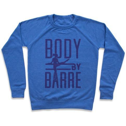 Virgin Teez  Pullover Crewneck Sweatshirt / x-small / Heathered Blue BODY BY BARRE CREWNECK SWEATSHIRT