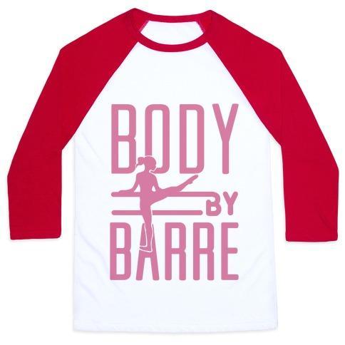 Virgin Teez  Baseball Tee Unisex Classic Baseball Tee / x-small / White/Red BODY BY BARRE UNISEX CLASSIC BASEBALL TEE
