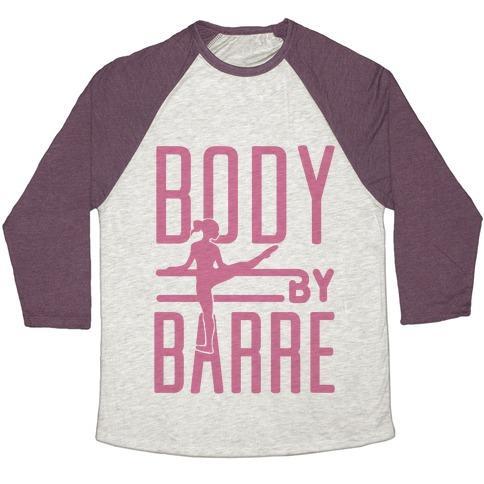 Virgin Teez  Baseball Tee Unisex Tri-Blend Baseball Tee / small / Oatmeal / Maroon BODY BY BARRE UNISEX TRI-BLEND BASEBALL TEE