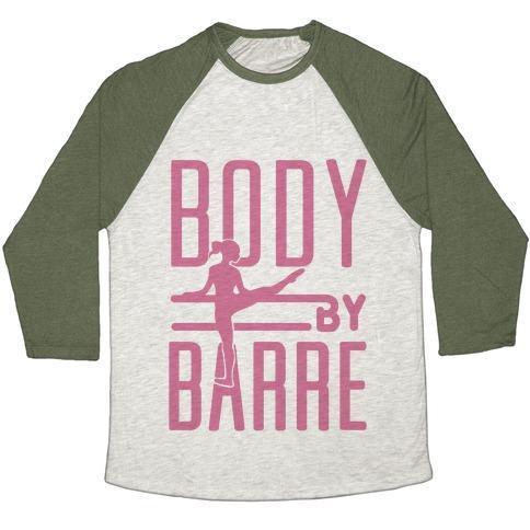 Virgin Teez  Baseball Tee Unisex Tri-Blend Baseball Tee / small / Oatmeal / Moss BODY BY BARRE UNISEX TRI-BLEND BASEBALL TEE