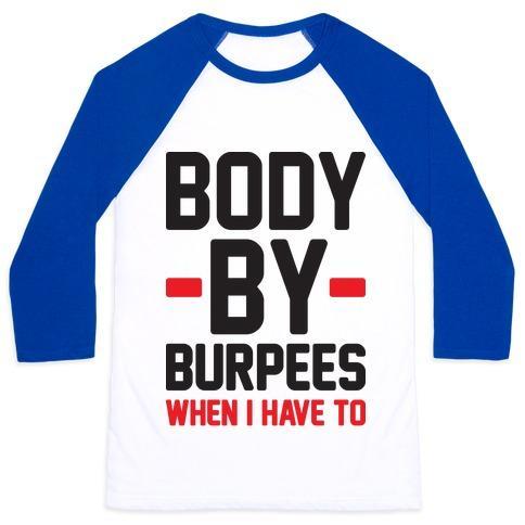 Virgin Teez  Baseball Tee Unisex Classic Baseball Tee / x-small / White/Blue BODY BY BURPEES UNISEX CLASSIC BASEBALL TEE