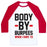 Virgin Teez  Baseball Tee Unisex Classic Baseball Tee / x-small / White/Red BODY BY BURPEES UNISEX CLASSIC BASEBALL TEE