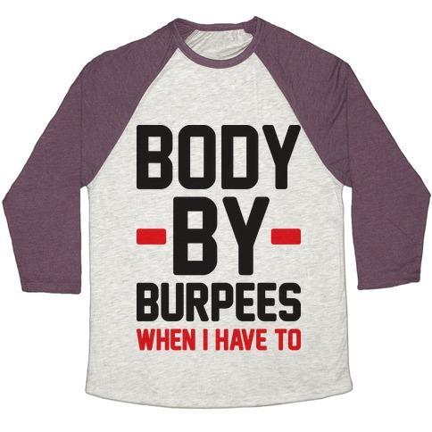 Virgin Teez  Baseball Tee Unisex Tri-Blend Baseball Tee / small / Oatmeal / Maroon BODY BY BURPEES UNISEX TRI-BLEND BASEBALL TEE
