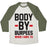Virgin Teez  Baseball Tee Unisex Tri-Blend Baseball Tee / small / Oatmeal / Moss BODY BY BURPEES UNISEX TRI-BLEND BASEBALL TEE