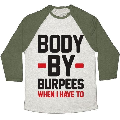 Virgin Teez  Baseball Tee Unisex Tri-Blend Baseball Tee / small / Oatmeal / Moss BODY BY BURPEES UNISEX TRI-BLEND BASEBALL TEE