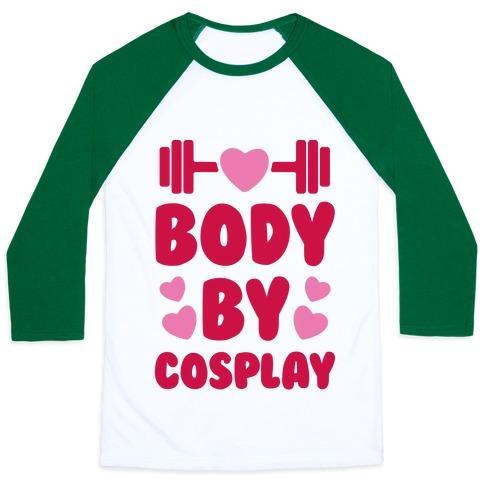 Virgin Teez  Baseball Tee Unisex Classic Baseball Tee / x-small / White/Dark Green BODY BY COSPLAY UNISEX CLASSIC BASEBALL TEE
