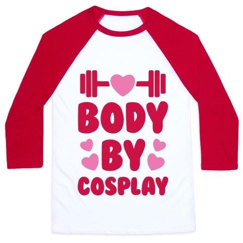 Virgin Teez  Baseball Tee Unisex Classic Baseball Tee / x-small / White/Red BODY BY COSPLAY UNISEX CLASSIC BASEBALL TEE
