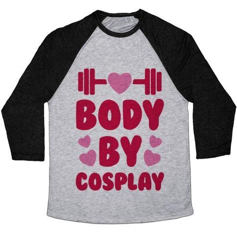 Virgin Teez  Baseball Tee Unisex Tri-Blend Baseball Tee / small / Athletic Gray / Black BODY BY COSPLAY UNISEX TRI-BLEND BASEBALL TEE