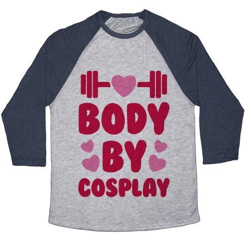 Virgin Teez  Baseball Tee Unisex Tri-Blend Baseball Tee / small / Athletic Gray / Navy BODY BY COSPLAY UNISEX TRI-BLEND BASEBALL TEE