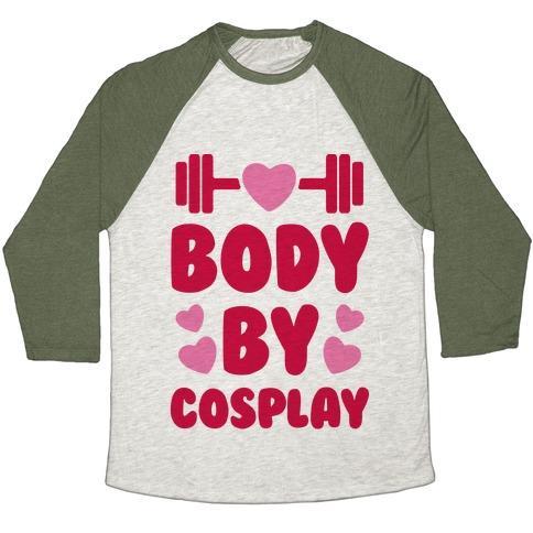 Virgin Teez  Baseball Tee Unisex Tri-Blend Baseball Tee / small / Oatmeal / Moss BODY BY COSPLAY UNISEX TRI-BLEND BASEBALL TEE
