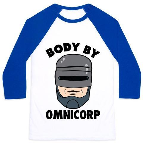 Virgin Teez  Baseball Tee Unisex Classic Baseball Tee / x-small / White/Blue BODY BY OMNICORP UNISEX CLASSIC BASEBALL TEE