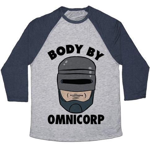Virgin Teez  Baseball Tee Unisex Tri-Blend Baseball Tee / small / Athletic Gray / Navy BODY BY OMNICORP UNISEX TRI-BLEND BASEBALL TEE