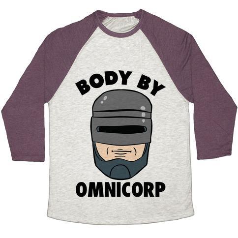Virgin Teez  Baseball Tee Unisex Tri-Blend Baseball Tee / small / Oatmeal / Maroon BODY BY OMNICORP UNISEX TRI-BLEND BASEBALL TEE