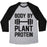 Virgin Teez  Baseball Tee Unisex Tri-Blend Baseball Tee / small / Athletic Gray / Black BODY BY PLANT PROTEIN UNISEX TRI-BLEND BASEBALL TEE