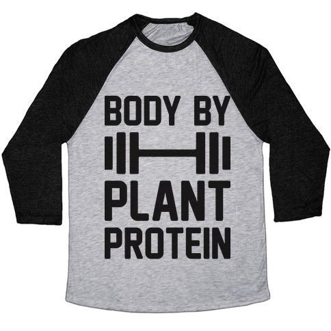 Virgin Teez  Baseball Tee Unisex Tri-Blend Baseball Tee / small / Athletic Gray / Black BODY BY PLANT PROTEIN UNISEX TRI-BLEND BASEBALL TEE