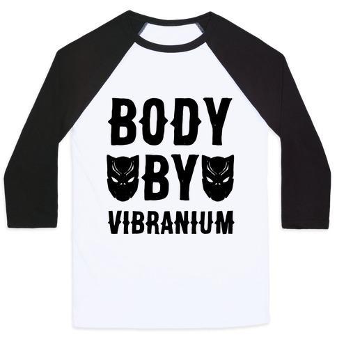 Virgin Teez  Baseball Tee Unisex Classic Baseball Tee / x-small / White/Black BODY BY VIBRANIUM PARODY UNISEX CLASSIC BASEBALL TEE