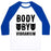 Virgin Teez  Baseball Tee Unisex Classic Baseball Tee / x-small / White/Blue BODY BY VIBRANIUM PARODY UNISEX CLASSIC BASEBALL TEE