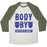 Virgin Teez  Baseball Tee Unisex Tri-Blend Baseball Tee / small / Oatmeal / Moss BODY BY VIBRANIUM PARODY WHITE PRINT UNISEX TRI-BLEND BASEBALL TEE