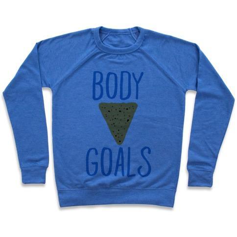 Virgin Teez  Pullover Crewneck Sweatshirt / x-small / Heathered Blue BODY GOALS CREWNECK SWEATSHIRT