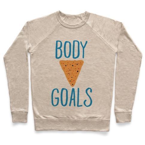 Virgin Teez  Pullover Crewneck Sweatshirt / x-small / Heathered Oatmeal BODY GOALS CREWNECK SWEATSHIRT