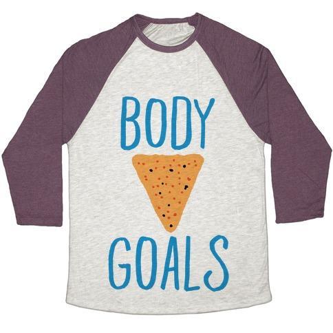 Virgin Teez  Baseball Tee Unisex Tri-Blend Baseball Tee / small / Oatmeal / Maroon BODY GOALS UNISEX TRI-BLEND BASEBALL TEE