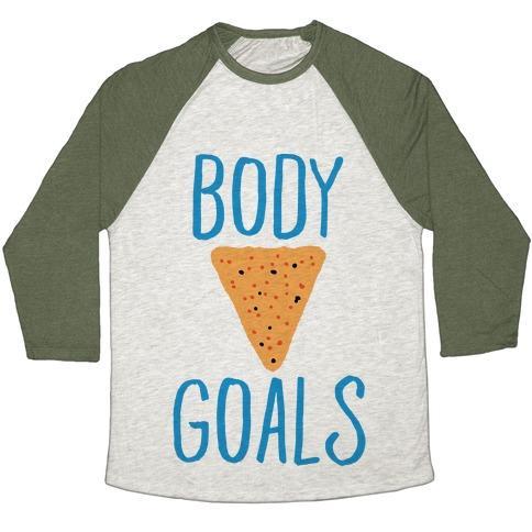 Virgin Teez  Baseball Tee Unisex Tri-Blend Baseball Tee / small / Oatmeal / Moss BODY GOALS UNISEX TRI-BLEND BASEBALL TEE