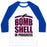 Virgin Teez  Baseball Tee Unisex Classic Baseball Tee / x-small / White/Blue BOMBSHELL IN PROGRESS UNISEX CLASSIC BASEBALL TEE