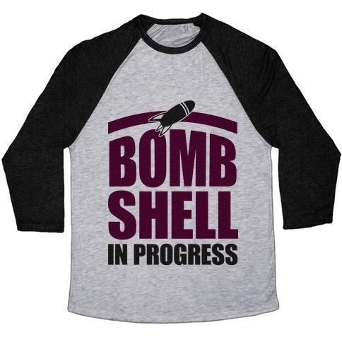Virgin Teez  Baseball Tee Unisex Tri-Blend Baseball Tee / small / Athletic Gray / Black BOMBSHELL IN PROGRESS UNISEX TRI-BLEND BASEBALL TEE