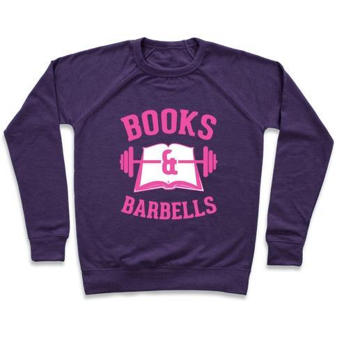 Virgin Teez  Pullover Crewneck Sweatshirt / x-small / Purple BOOKS & BARBELLS CREWNECK SWEATSHIRT
