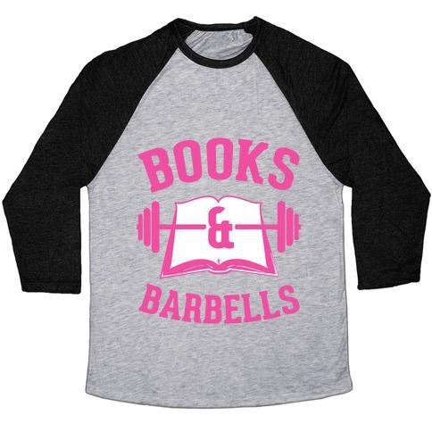 Virgin Teez  Baseball Tee Unisex Tri-Blend Baseball Tee / small / Athletic Gray / Black BOOKS & BARBELLS UNISEX TRI-BLEND BASEBALL TEE