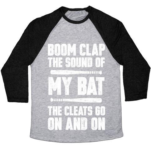 Virgin Teez  Baseball Tee Unisex Tri-Blend Baseball Tee / small / Athletic Gray / Black BOOM CLAP THE SOUND OF MY BAT THE CLEATS GO ON AND ON UNISEX TRI-BLEND BASEBALL TEE