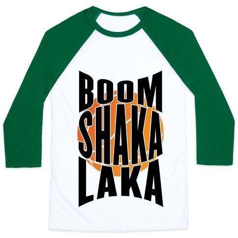 Virgin Teez  Baseball Tee Unisex Classic Baseball Tee / x-small / White/Dark Green BOOM SHAKA LAKA! UNISEX CLASSIC BASEBALL TEE
