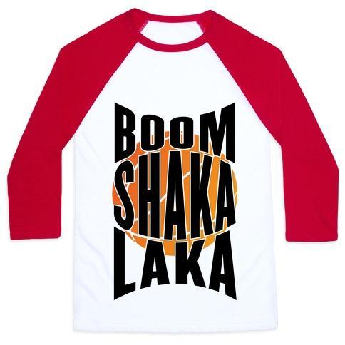 Virgin Teez  Baseball Tee Unisex Classic Baseball Tee / x-small / White/Red BOOM SHAKA LAKA! UNISEX CLASSIC BASEBALL TEE