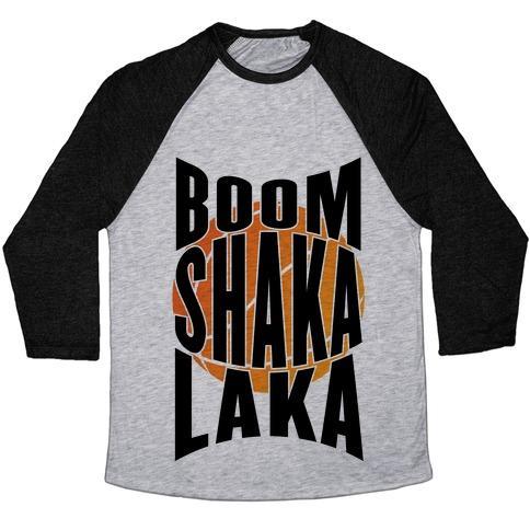 Virgin Teez  Baseball Tee Unisex Tri-Blend Baseball Tee / small / Athletic Gray / Black BOOM SHAKA LAKA! UNISEX TRI-BLEND BASEBALL TEE