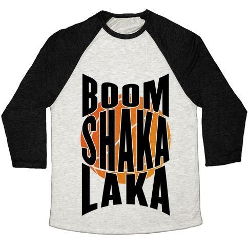 Virgin Teez  Baseball Tee Unisex Tri-Blend Baseball Tee / small / Oatmeal / Black BOOM SHAKA LAKA! UNISEX TRI-BLEND BASEBALL TEE
