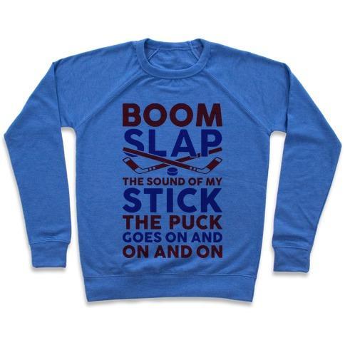 Virgin Teez  Pullover Crewneck Sweatshirt / x-small / Heathered Blue BOOM SLAP THE SOUND OF MY STICK CREWNECK SWEATSHIRT