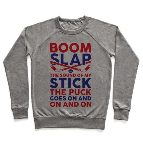 Virgin Teez  Pullover Crewneck Sweatshirt / x-small / Heathered Gray BOOM SLAP THE SOUND OF MY STICK CREWNECK SWEATSHIRT