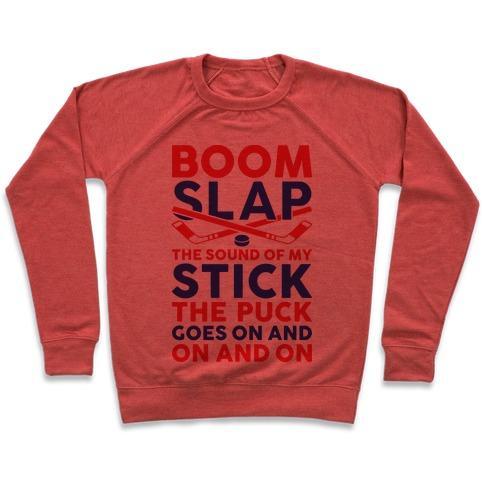 Virgin Teez  Pullover Crewneck Sweatshirt / x-small / Heathered Red BOOM SLAP THE SOUND OF MY STICK CREWNECK SWEATSHIRT