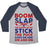 Virgin Teez  Baseball Tee Unisex Tri-Blend Baseball Tee / small / Athletic Gray / Navy BOOM SLAP THE SOUND OF MY STICK UNISEX TRI-BLEND BASEBALL TEE