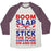 Virgin Teez  Baseball Tee Unisex Tri-Blend Baseball Tee / small / Oatmeal / Maroon BOOM SLAP THE SOUND OF MY STICK UNISEX TRI-BLEND BASEBALL TEE