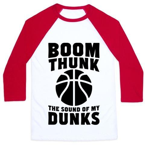 Virgin Teez  Baseball Tee Unisex Classic Baseball Tee / x-small / White/Red BOOM, THUNK, THE SOUND OF MY DUNKS UNISEX CLASSIC BASEBALL TEE