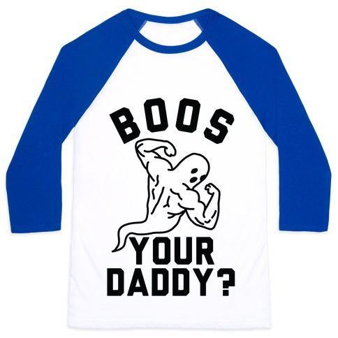 Virgin Teez  Baseball Tee Unisex Classic Baseball Tee / x-small / White/Blue BOOS YOUR DADDY UNISEX CLASSIC BASEBALL TEE