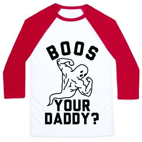 Virgin Teez  Baseball Tee Unisex Classic Baseball Tee / x-small / White/Red BOOS YOUR DADDY UNISEX CLASSIC BASEBALL TEE