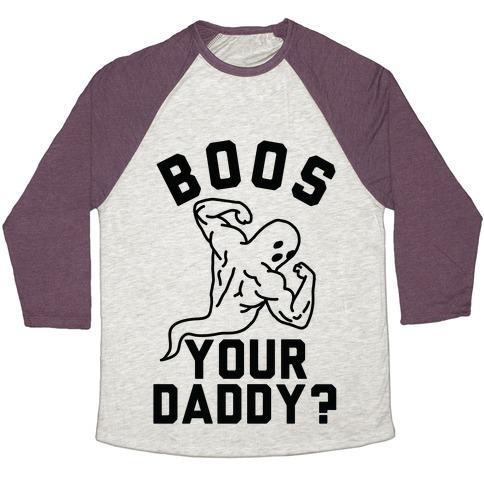 Virgin Teez  Baseball Tee Unisex Tri-Blend Baseball Tee / small / Oatmeal / Maroon BOOS YOUR DADDY UNISEX TRI-BLEND BASEBALL TEE