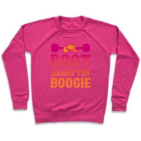 Virgin Teez  Pullover Crewneck Sweatshirt / x-small / Deep Pink BOOT SQUATTIN' BOOGIE CREWNECK SWEATSHIRT